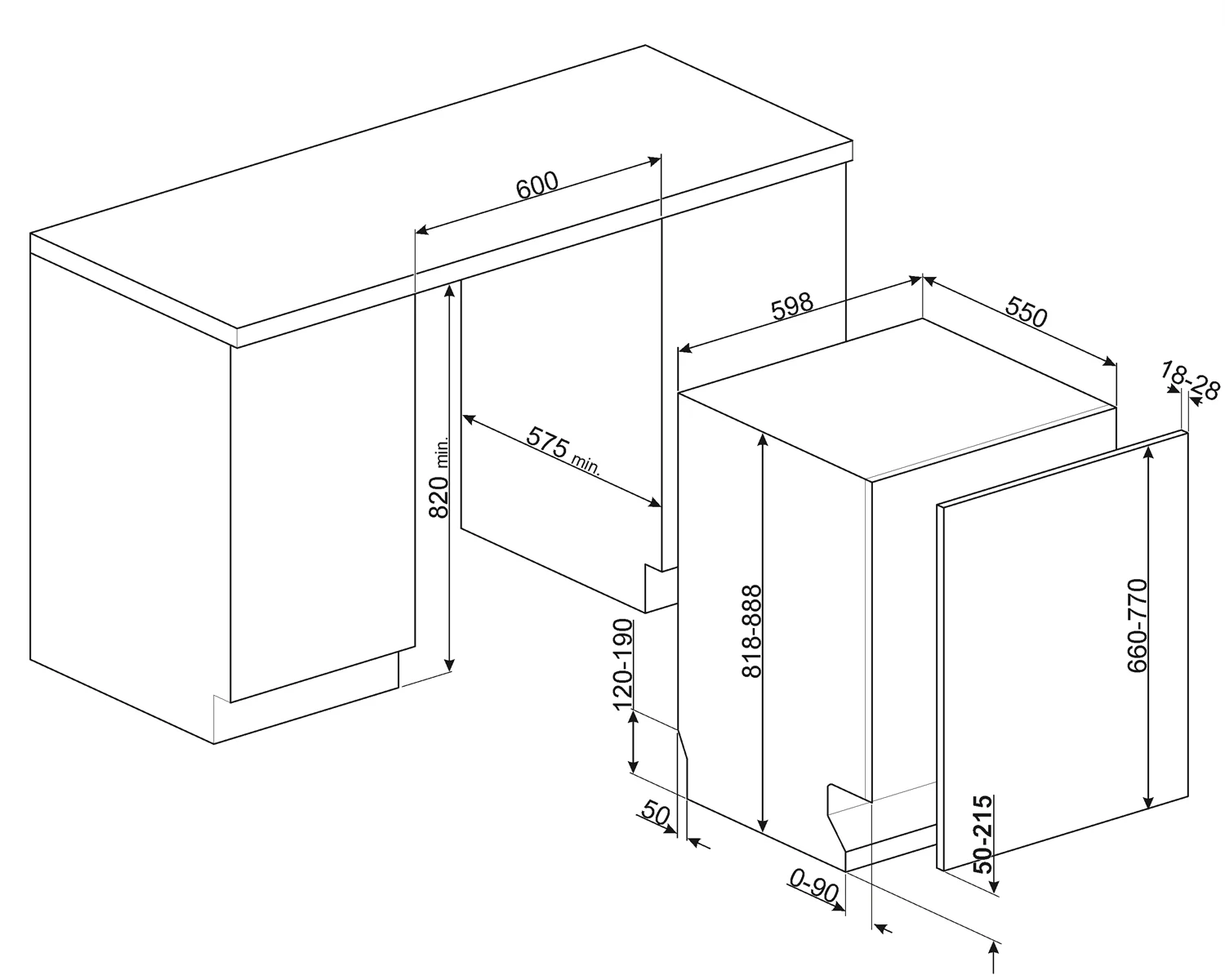 Монтажная схема Smeg STL7324AQLLW со сдвижной петлёй