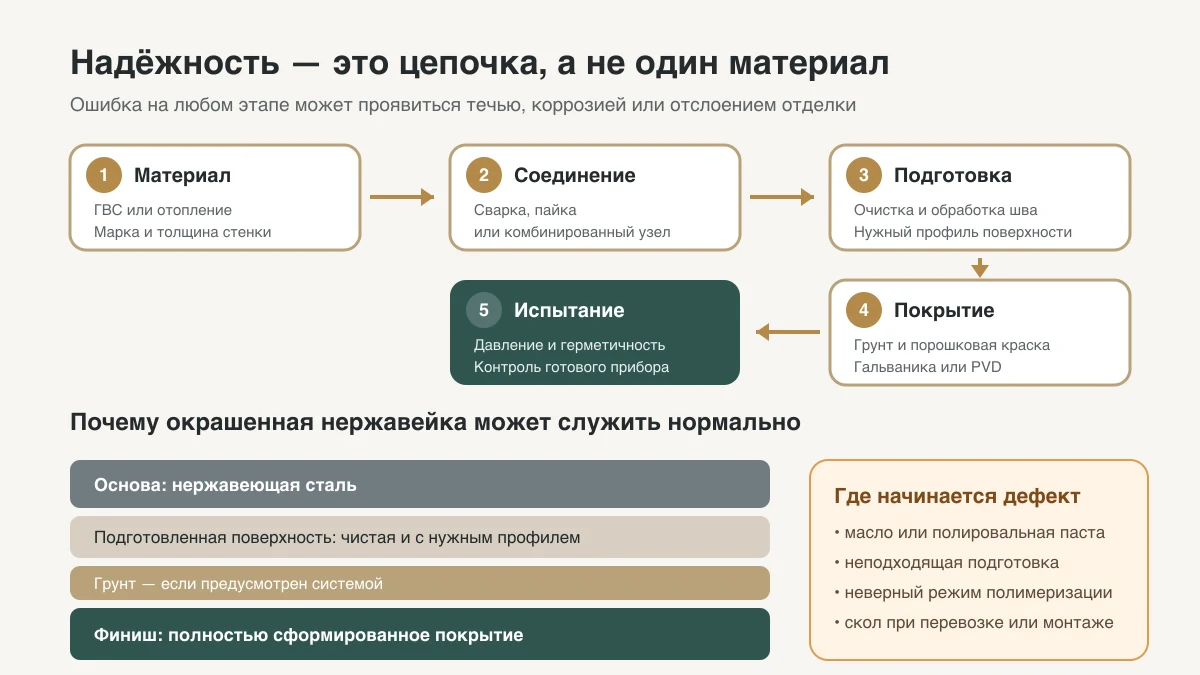 Этапы производства и окраски водяного полотенцесушителя