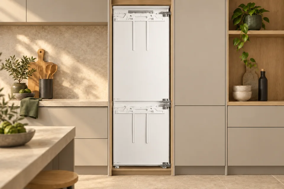 Холодильник Midea MDRE371FGE01M — интерьерная визуализация на основе официального фото