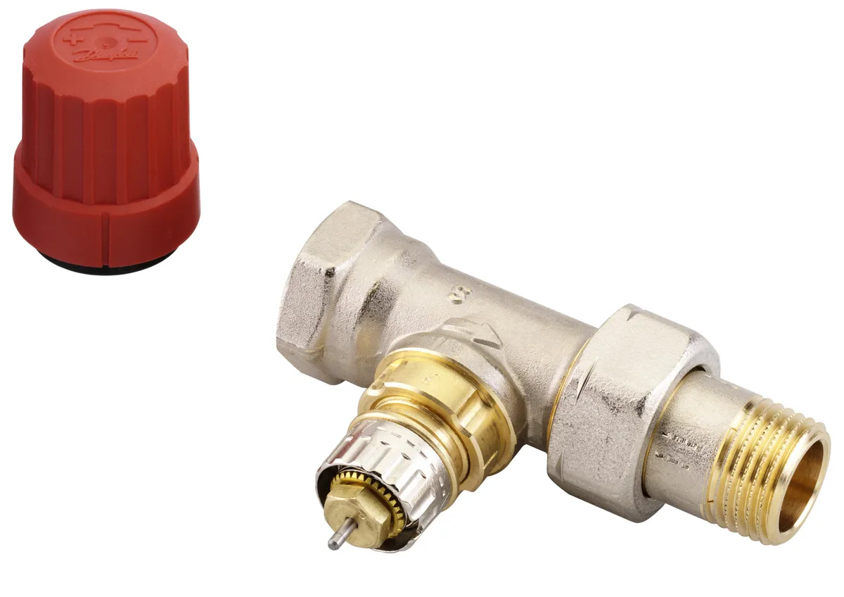 Термостатический клапан Danfoss RA-N 013G0054 со снятым красным защитным колпачком